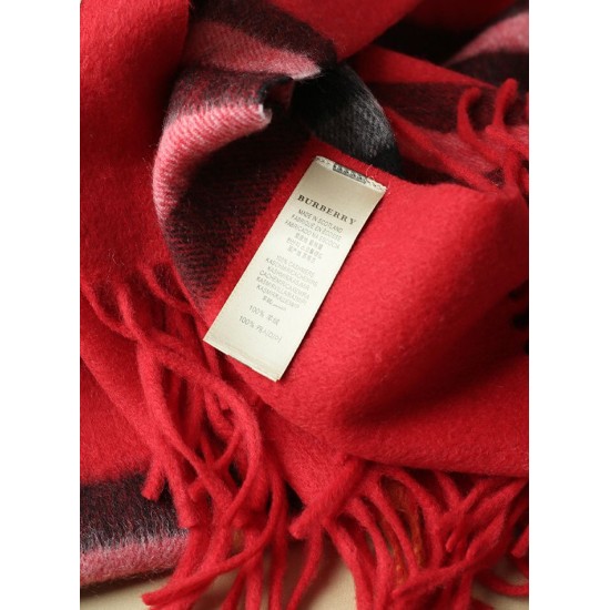 Replica Scialle in cashmere con motivo check classico Burberry 70 x 200 rosso
