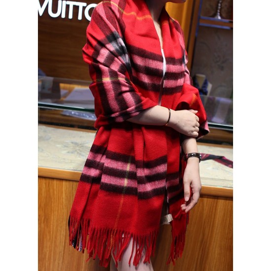 Replica Scialle in cashmere con motivo check classico Burberry 70 x 200 rosso