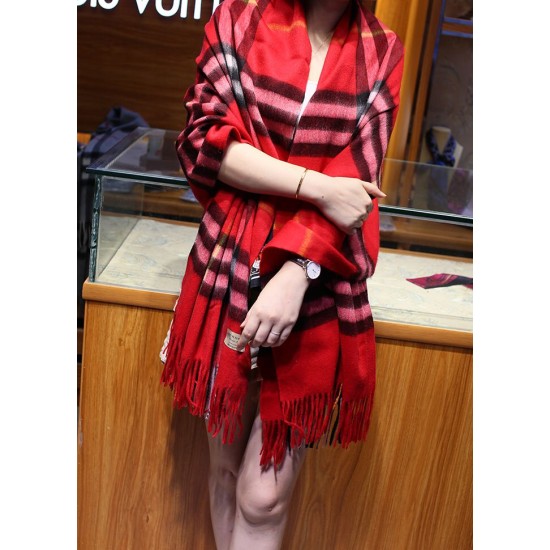 Replica Scialle in cashmere con motivo check classico Burberry 70 x 200 rosso