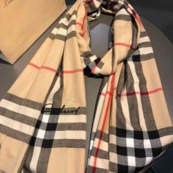 Replica Scialle in cashmere con motivo check classico Burberry 70 x 220 marrone