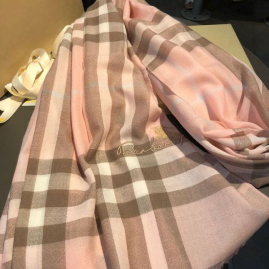 Replica Scialle in cashmere con motivo check classico Burberry 70 x 220 rosa