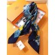 Replica Scialle in seta cashmere paesaggio Hermes 140 blu