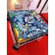 Replica Scialle in seta cashmere paesaggio Hermes 140 blu
