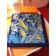 Replica Scialle in seta cashmere paesaggio Hermes 140 blu
