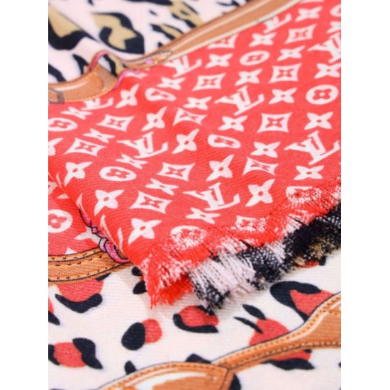 Replica Scialle Monogram Time Trunk Cashmere 80 x 200 rosso