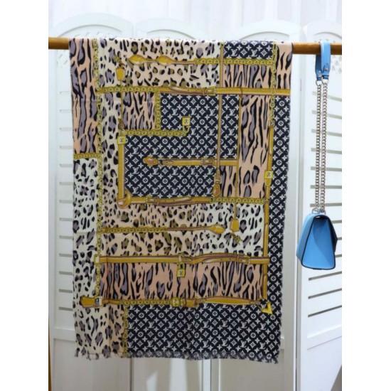 Replica Scialle Monogram Time Trunk Cashmere 80 x 200 Nero