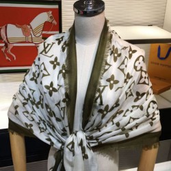Replica Edge Pattern Monogram Cashmere Schawl Beige