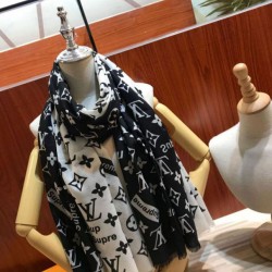 Replica Monogram Supreme Cashmere Silk Schawl Nero / Bianco