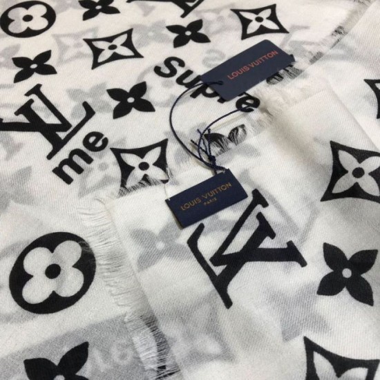 Replica Monogram Supreme Cashmere Silk Schawl Nero / Bianco
