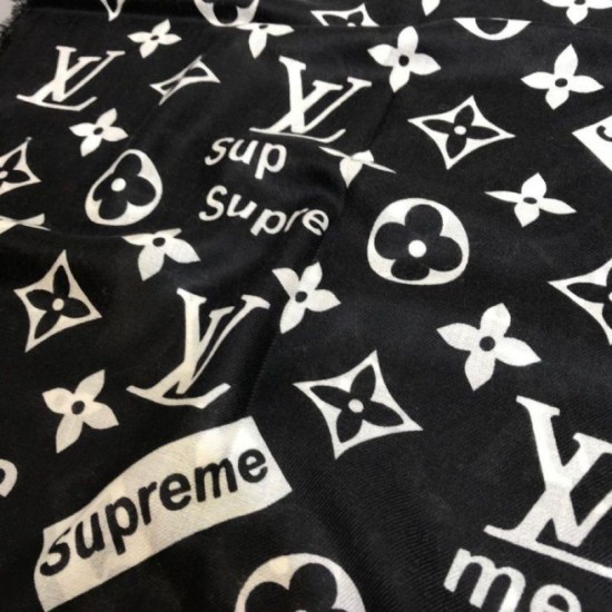 Replica Monogram Supreme Cashmere Silk Schawl Nero / Bianco