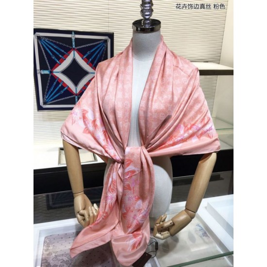 Replica Scialle di seta monogramma classico Rosa 140
