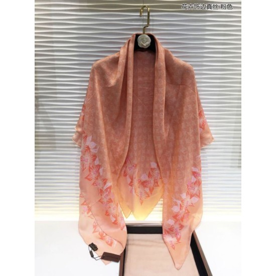 Replica Scialle di seta monogramma classico Rosa 140