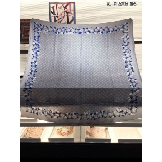 Replica Scialle in seta monogramma classico Azzurro 140
