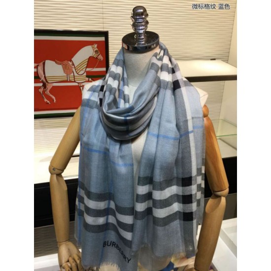 Replica Scialle in cashmere check classico Burberry blu