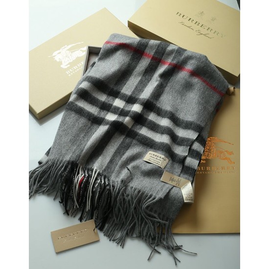 Replica Scialle in cashmere con motivo check classico Burberry 70 x 200 grigio
