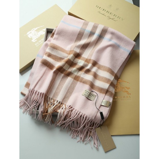 Replica Scialle in cashmere con motivo check classico Burberry 70 x 200 rosa