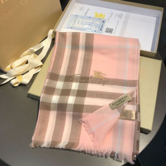 Replica Scialle in cashmere con motivo check classico Burberry 70 x 220 rosa