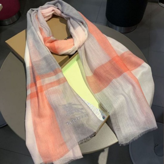 Replica Scialle in seta cashmere a quadri Burberry 80 x 200 arancione