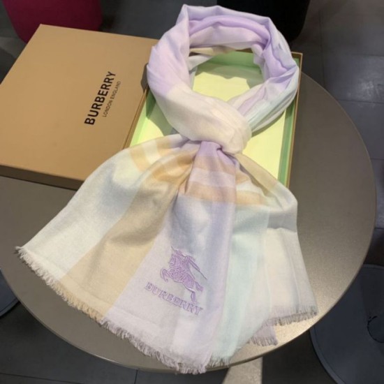 Replica Scialle in seta cashmere a quadri Burberry 80 x 200 bianco
