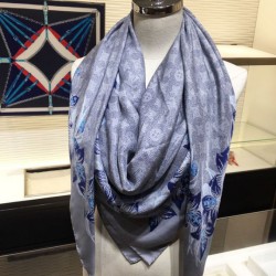 Replica Scialle in seta monogramma classico Azzurro 140