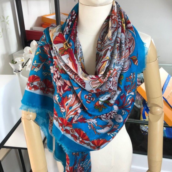 Replica Sea Of Love Square Cashmere Schawl M73823 Blu