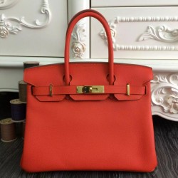 Replica Borse Hermes Birkin 30cm 35CM in pelle arancione Clemence