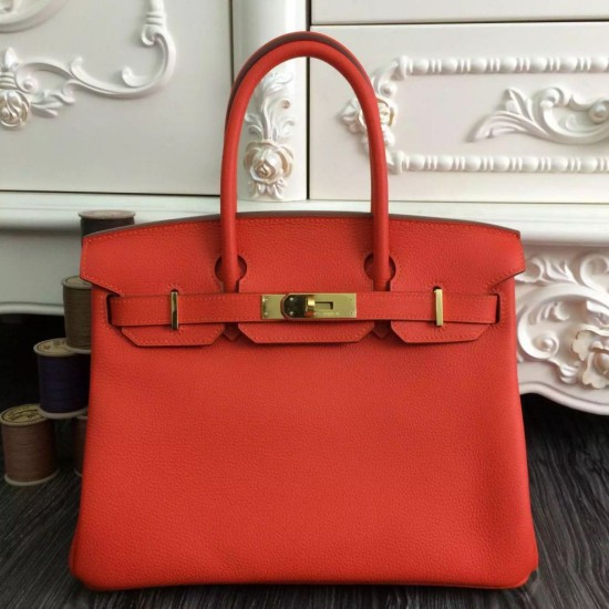 Replica Borse Hermes Birkin 30cm 35CM in pelle arancione Clemence
