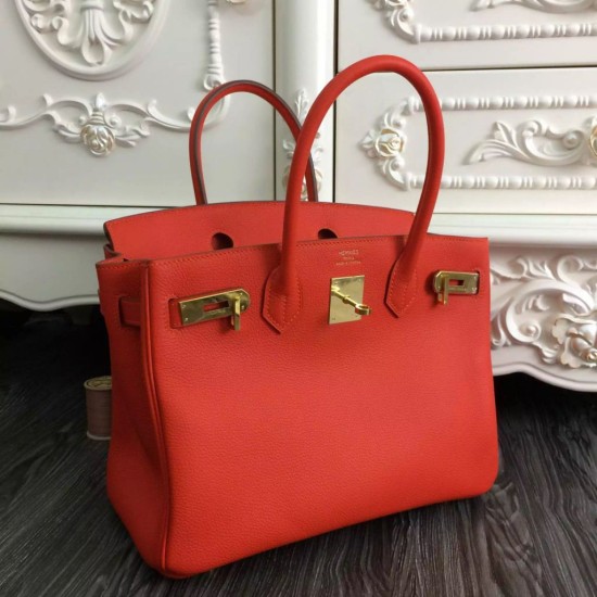 Replica Borse Hermes Birkin 30cm 35CM in pelle arancione Clemence