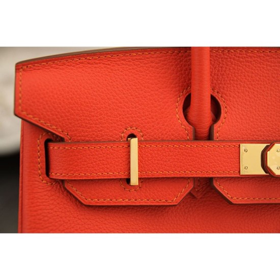 Replica Borse Hermes Birkin 30cm 35CM in pelle arancione Clemence