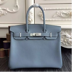 Replica Borse Hermes Birkin 30cm 35CM in pelle blu Lin Clemence