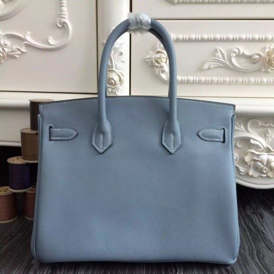 Replica Borse Hermes Birkin 30cm 35CM in pelle blu Lin Clemence