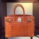 Replica Borse Hermes Birkin 30cm 35CM in pelle di coccodrillo arancione