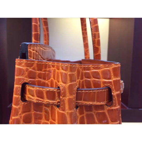 Replica Borse Hermes Birkin 30cm 35CM in pelle di coccodrillo arancione