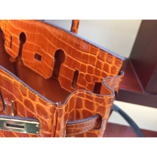 Replica Borse Hermes Birkin 30cm 35CM in pelle di coccodrillo arancione
