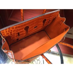 Replica Borse Hermes Birkin 30cm 35CM in pelle di coccodrillo arancione Replica Borse Hermes Birkin 30cm 35CM in pelle di coccodrillo arancione