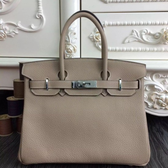Replica Borse Hermes Birkin 30cm 35CM in pelle grigio Clemence