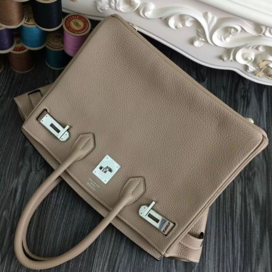 Replica Borse Hermes Birkin 30cm 35CM in pelle grigio Clemence