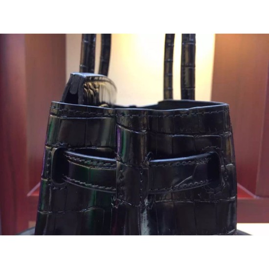Replica Borse Hermes Birkin 30cm 35CM in pelle nera di coccodrillo