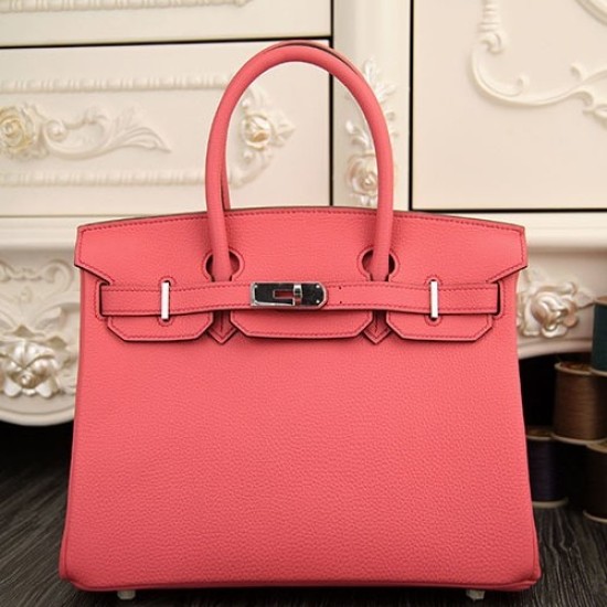 Replica Borse Hermes Birkin 30cm 35CM in pelle rosa rossetto Clemence