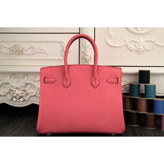Replica Borse Hermes Birkin 30cm 35CM in pelle rosa rossetto Clemence