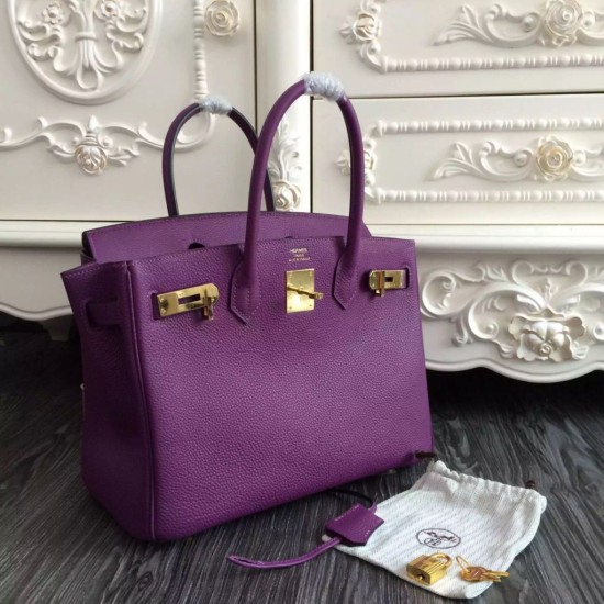 Replica Borse Hermes Birkin 30cm 35CM in pelle viola Clemence