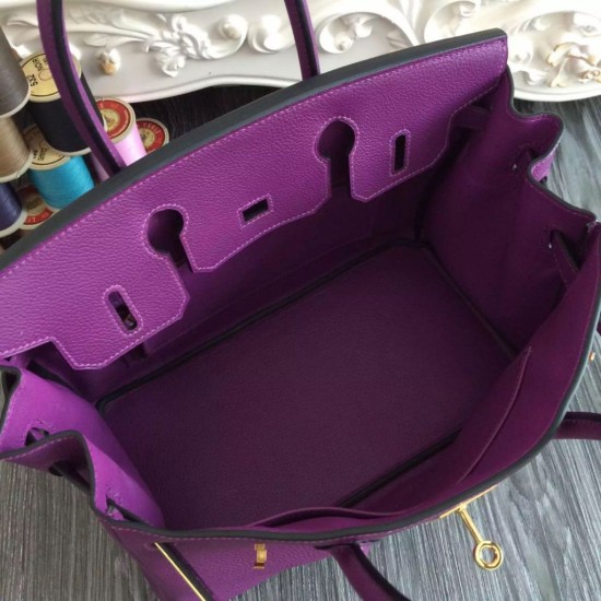 Replica Borse Hermes Birkin 30cm 35CM in pelle viola Clemence