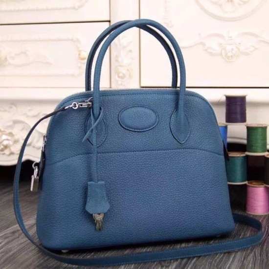 Replica Borse Hermes Bolide Tote  In Cuoio Blu