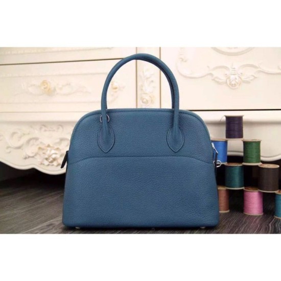 Replica Borse Hermes Bolide Tote  In Cuoio Blu