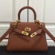 Replica Borse Hermes Kelly 25cm in pelle marrone Clemence