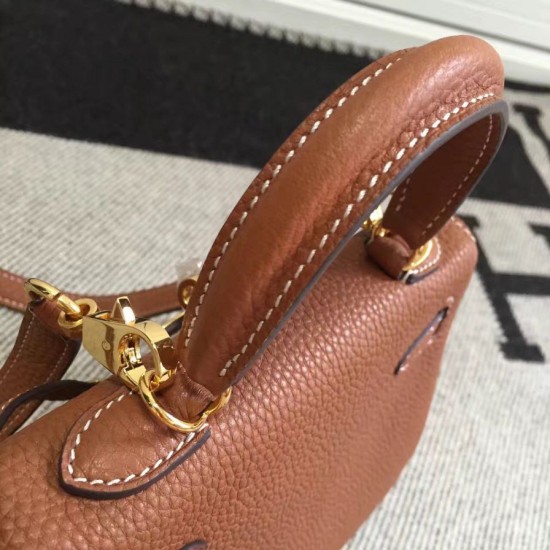 Replica Borse Hermes Kelly 25cm in pelle marrone Clemence
