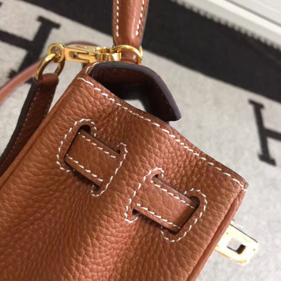 Replica Borse Hermes Kelly 25cm in pelle marrone Clemence