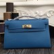 Replica Borse Hermes Kelly Mini Pochette in pelle blu Epsom