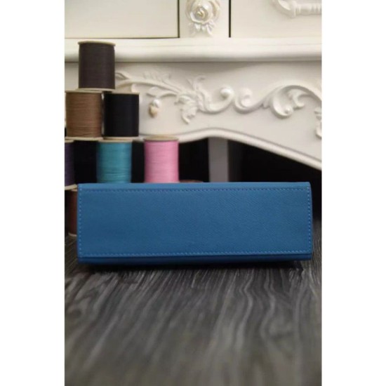 Replica Borse Hermes Kelly Mini Pochette in pelle blu Epsom