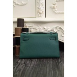 Replica Borse Hermes Kelly Mini Pochette in pelle Malachite Epsom